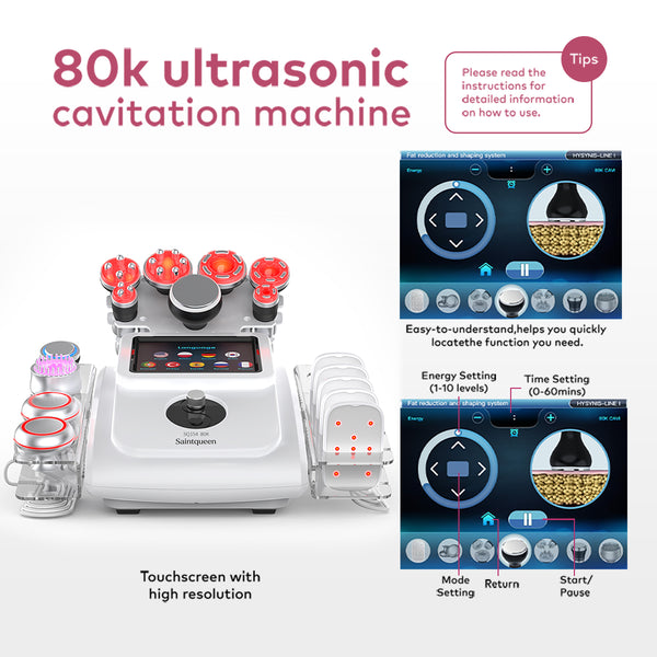 SQ154A Max 11-in-1 80K Ultrasonic Cavitation & RF Machine with Laser Pads