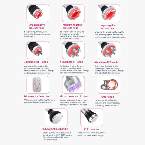 SQ154D Max 11-in-1 80K Ultrasonic Cavitation & RF Machine with Laser + Microcurrent Pads