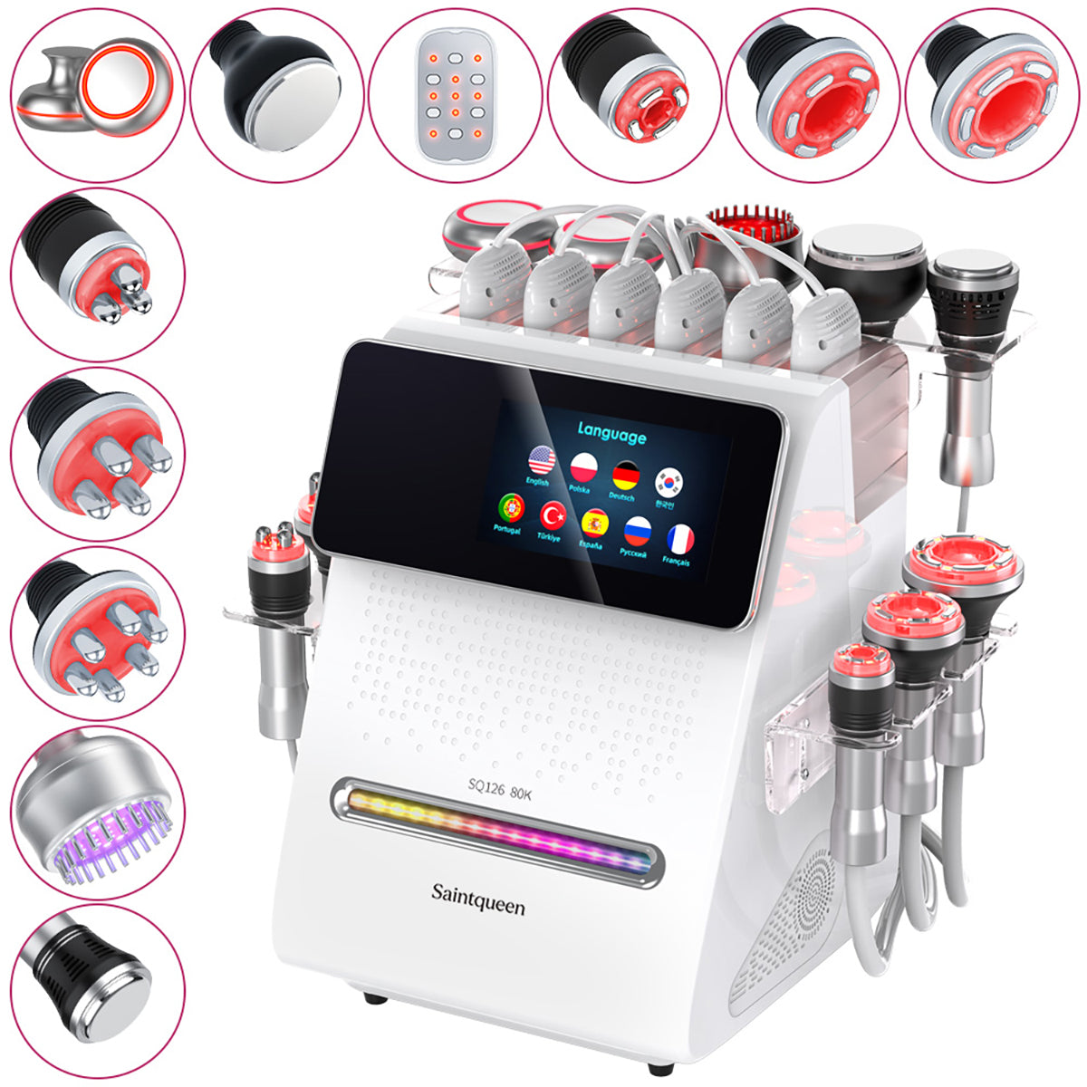 SQ126B Max 11-in-1 80K Ultrasonic Cavitation & RF Machine with Laser + Microcurrent Pads Main image