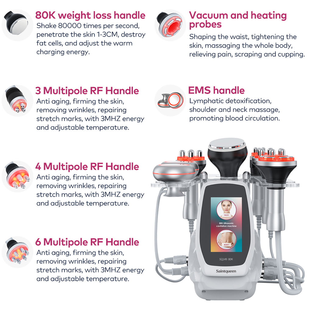 SQ149 Pro 6-in-1 80K Ultrasonic Cavitation & RF + EMS Machine