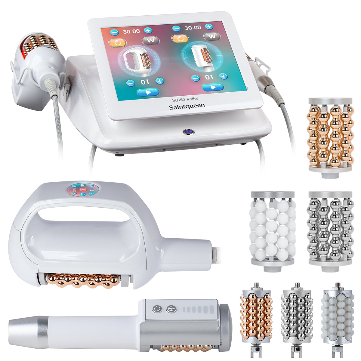 SQ160B Inner Ball Roller Machine, 360° Rotation Compression Micro-Vibration Body & Face Contouring Device, Dual Handle Lymphatic Drainage Skin Smoothing Skin Tightening