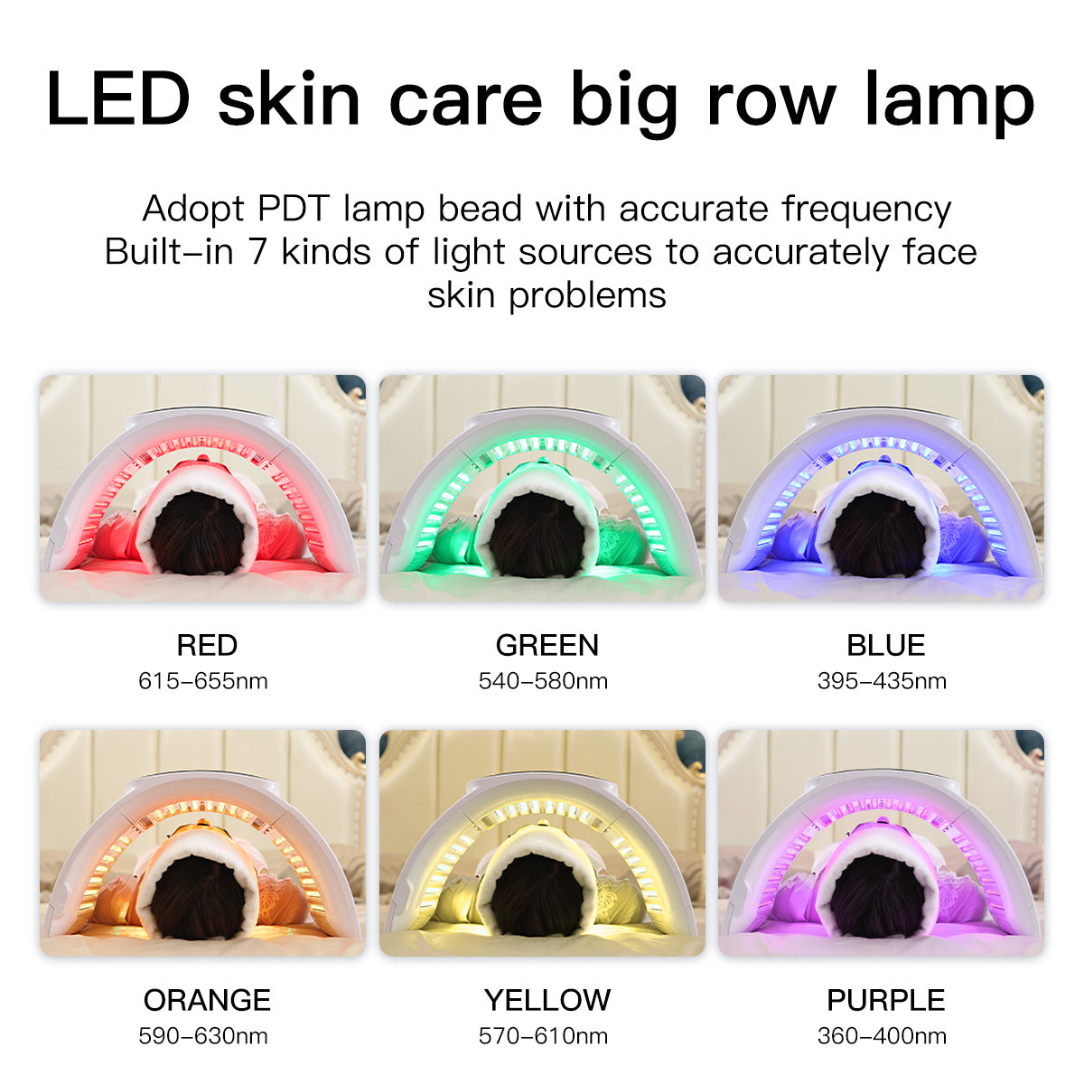 SQ2 Foldable PDT LED Light Therapy Device, 264 Beads 7-Color Photodynamic Facial Body Skin Rejuvenation, Calcium Supplement Light, Low-Level LLLT Lamp