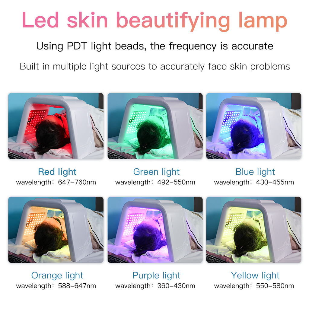 SQ75 170 Beads PDT Photon Therapy Machine,7-Color LED Light Skin Care Spectrometer Built-in Ultrasonic Nano Steam Mist for Face & Whole Body