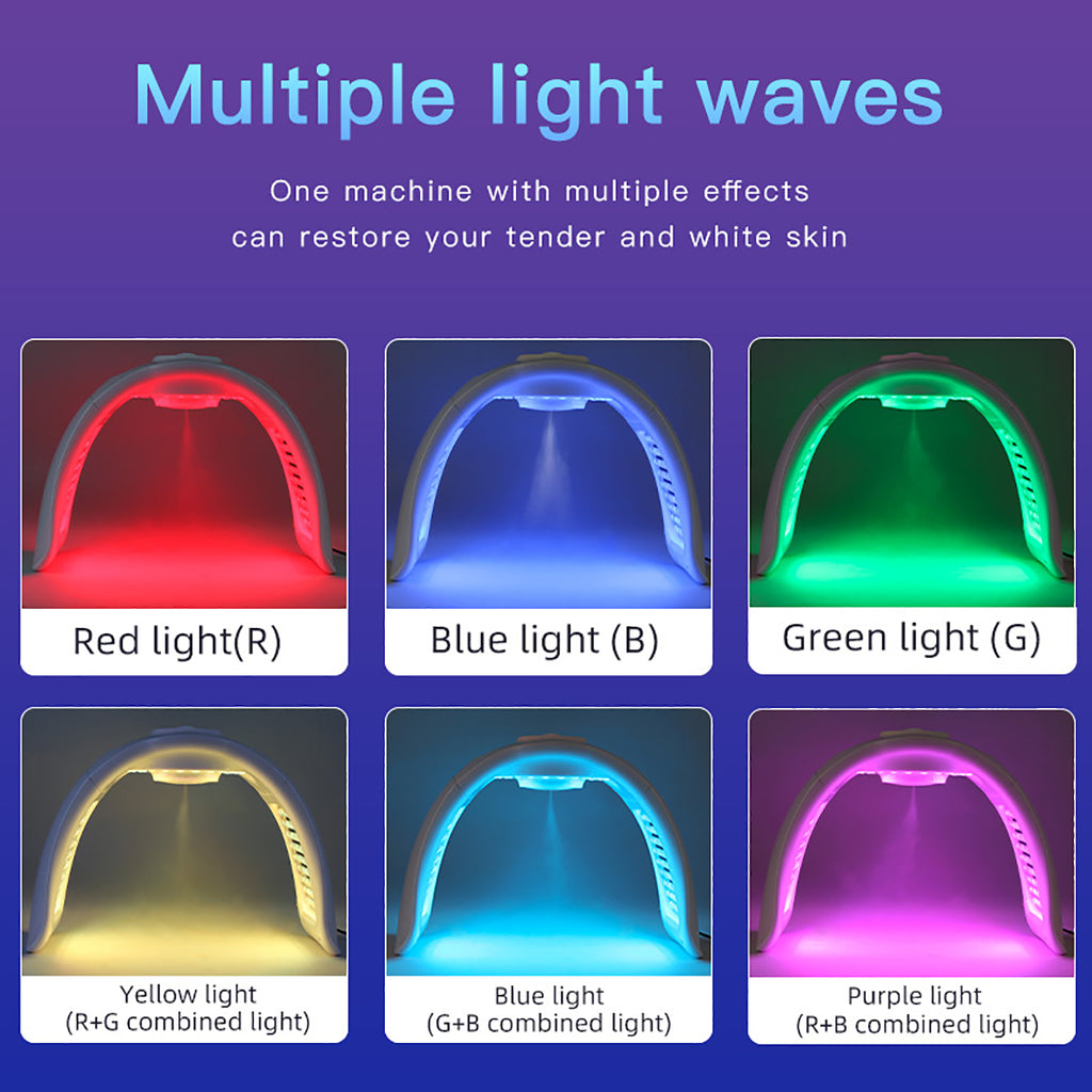 SQ97 LED Phototherapy Machine, 170 Beads 7-color , Red Blue Green Yellow Cyan Purple Near-Infrared, Nano Ultrasonic Fine Spray