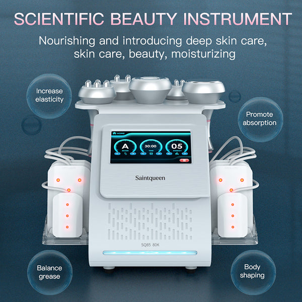 SQ85C Pro 6-in-1 80K Ultrasonic Cavitation & RF Machine with Laser Pads