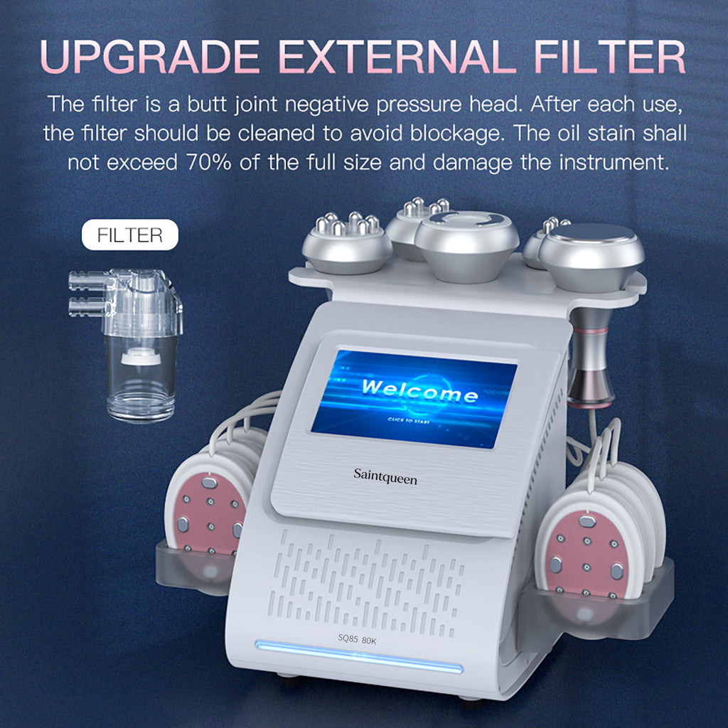 SQ85B Pro 6-in-1 80K Ultrasonic Cavitation & RF Machine with Laser + Microcurrent Pads