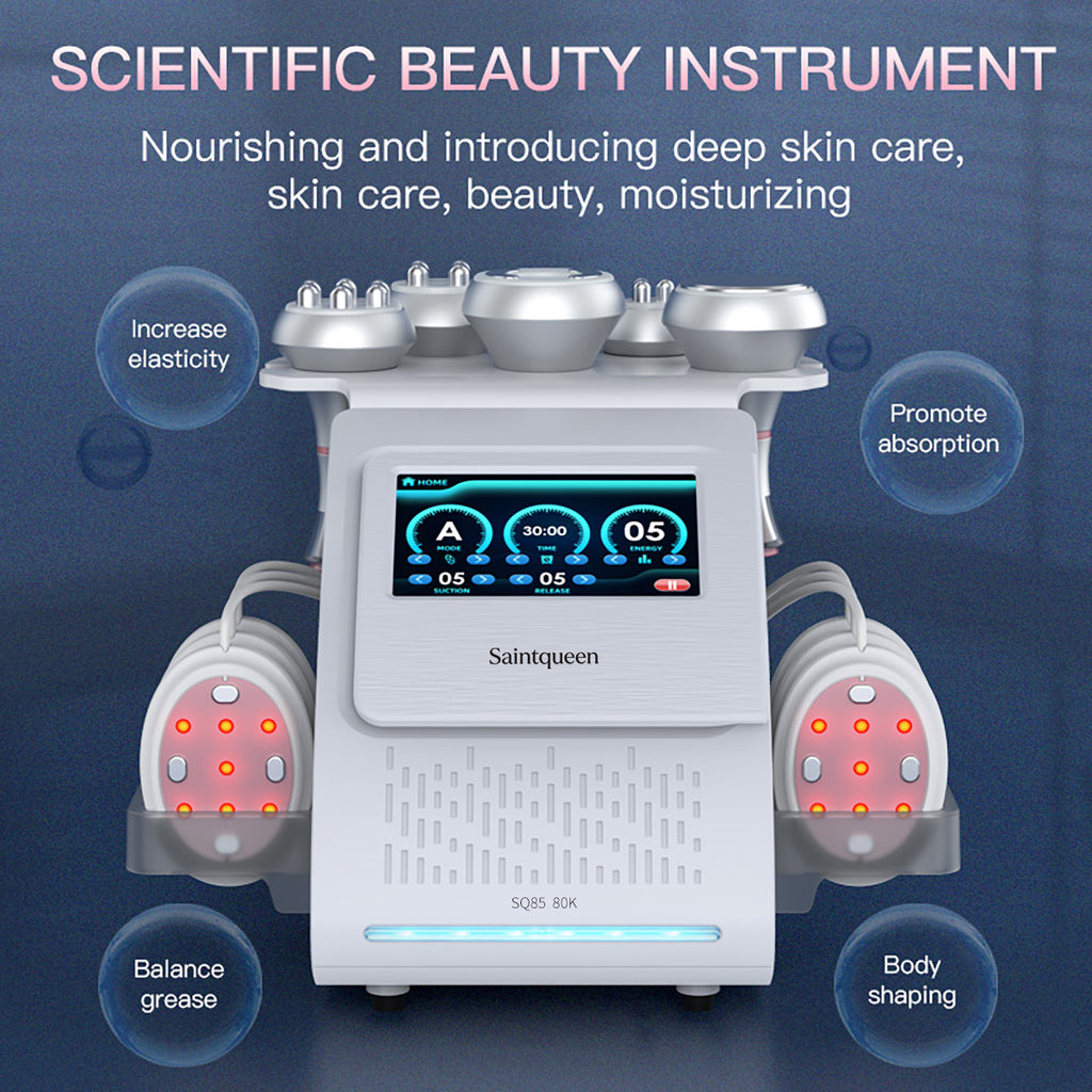 SQ85B Pro 6-in-1 80K Ultrasonic Cavitation & RF Machine with Laser + Microcurrent Pads