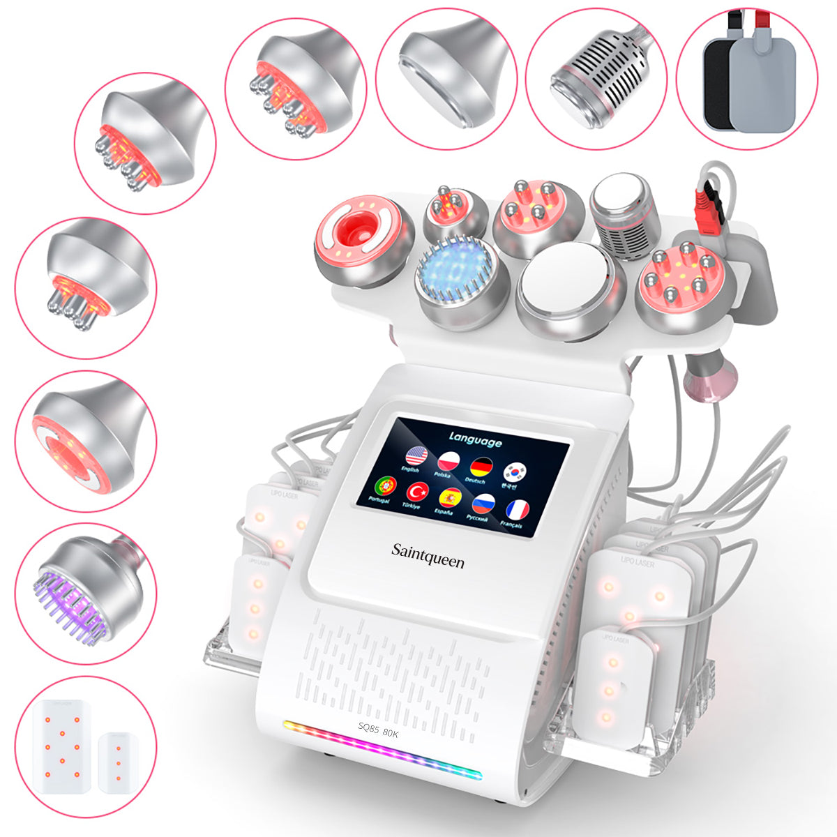 SQ85D Plus 9-in-1 80K Ultrasonic Cavitation & RF Machine with Laser Pads Main image