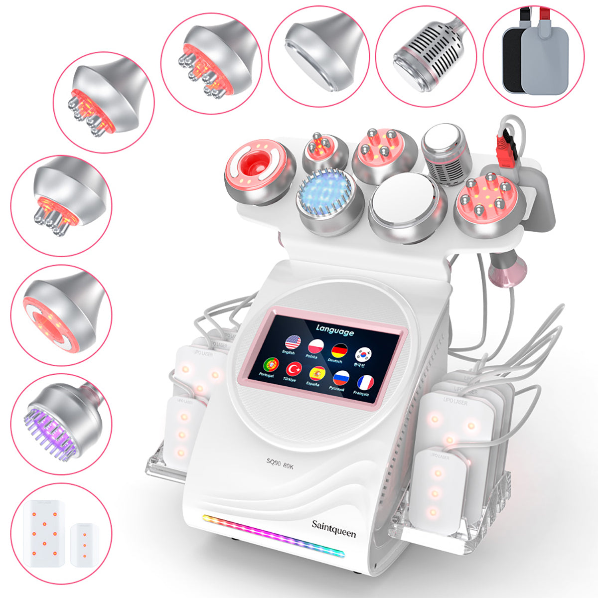 SQ90D Plus 9-in-1 80K Ultrasonic Cavitation & RF Machine with Laser Pads Main image