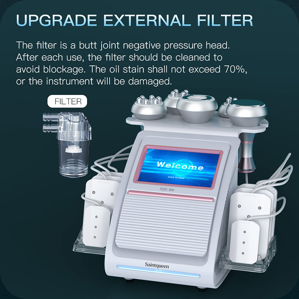 SQ92C Pro 6-in-1 80K Ultrasonic Cavitation & RF Machine with Laser Pads Secondary image