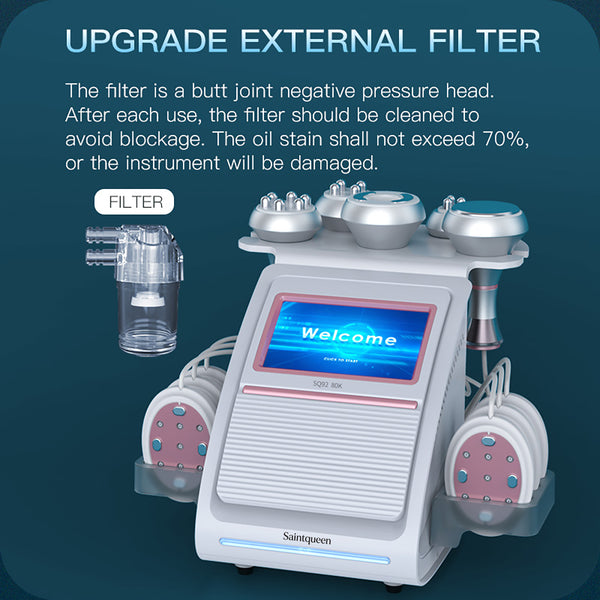 SQ92B Pro 6-in-1 80K Ultrasonic Cavitation & RF Machine with Laser + Microcurrent Pads