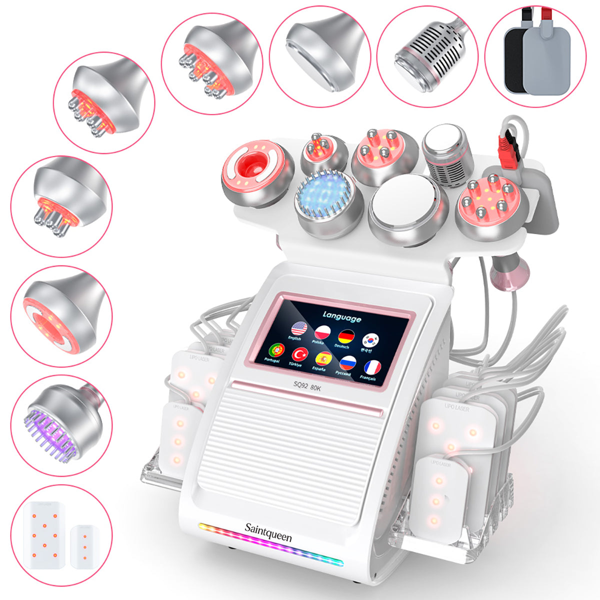SQ92D Plus 9-in-1 80K Ultrasonic Cavitation & RF Machine with Laser Pads Main image