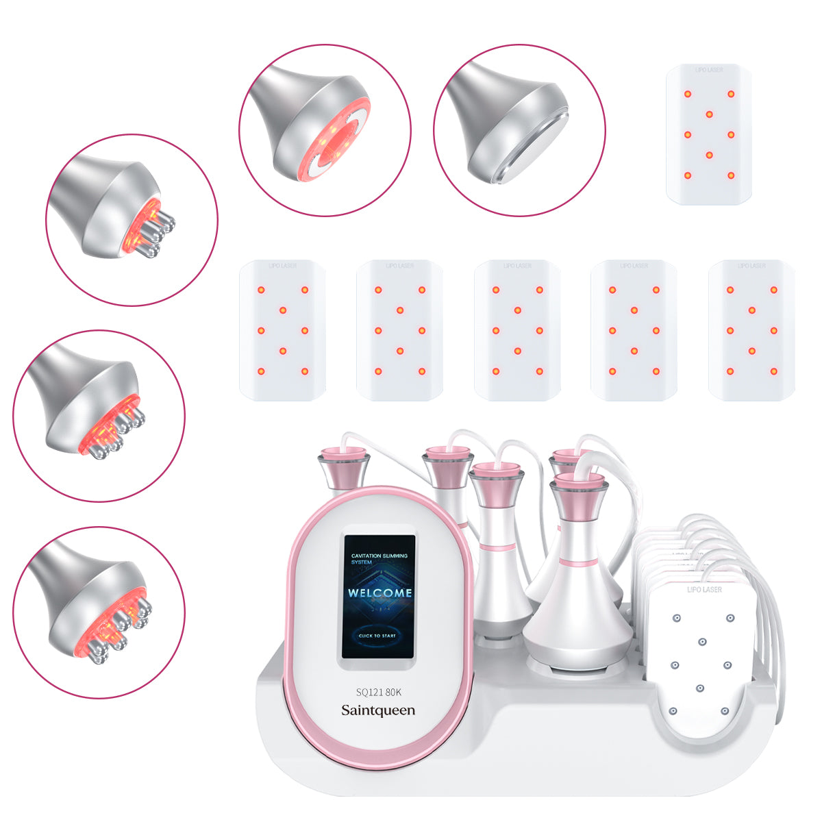 SQ121A Pro, 6in1 Body Sculpting Machine | 80K Cavitation, Multi-Polar RF, Vacuum RF, Laser Body Contouring Pads for Skin Firming Contouring Device Main image