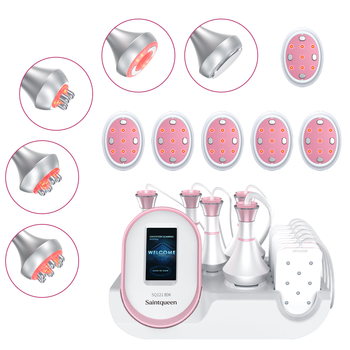 SQ121B Pro, 6in1 80K Cavitation Body Machine, RF Skin Tightening with Laser EMS Microcurrent Pad, Vacuum Negative Pressure Massage Body Contouring Shaping Main image