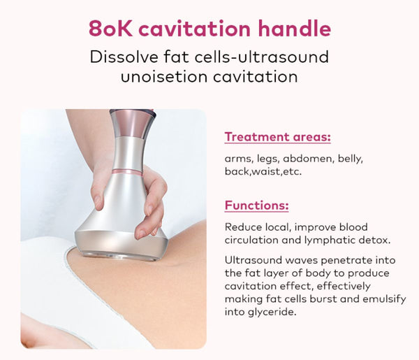 SQ121B Pro, 6in1 80K Cavitation Body Machine, RF Skin Tightening with Laser EMS Microcurrent Pad, Vacuum Negative Pressure Massage Body Contouring Shaping