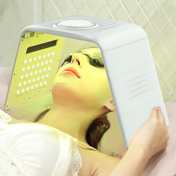 SQ130 119-LED 7 Color PDT Spectrometer Light Therapy Device, Foldable Facial Skin Rejuvenation with Hot Compress Mode for Home Salon