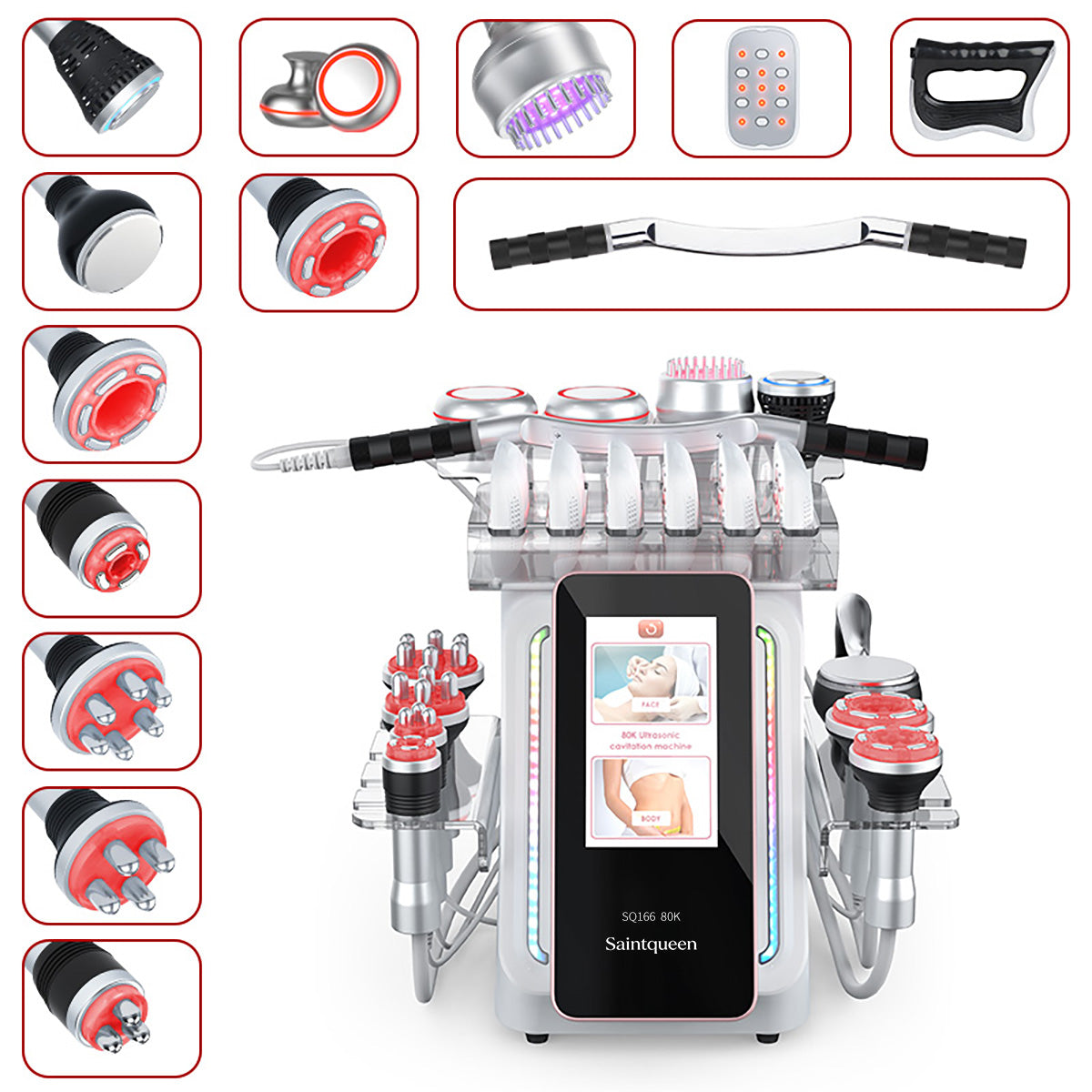 SQ166 Ultra 13-in-1 80K Ultrasonic Cavitation & RF Machine with Laser + Microcurrent Pads Main image