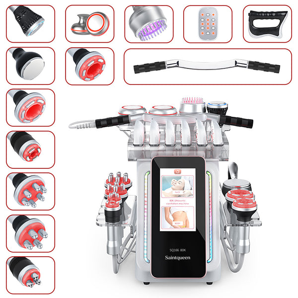 SQ166 Ultra 13-in-1 80K Ultrasonic Cavitation & RF Machine with Laser + Microcurrent Pads