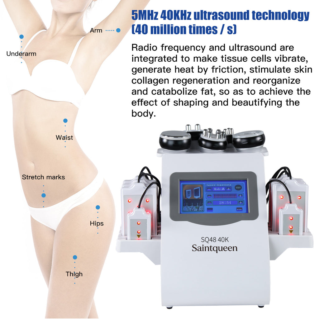 SQ48 Pro 6-in-1 40K Ultrasonic Cavitation & RF Machine with Laser Pads